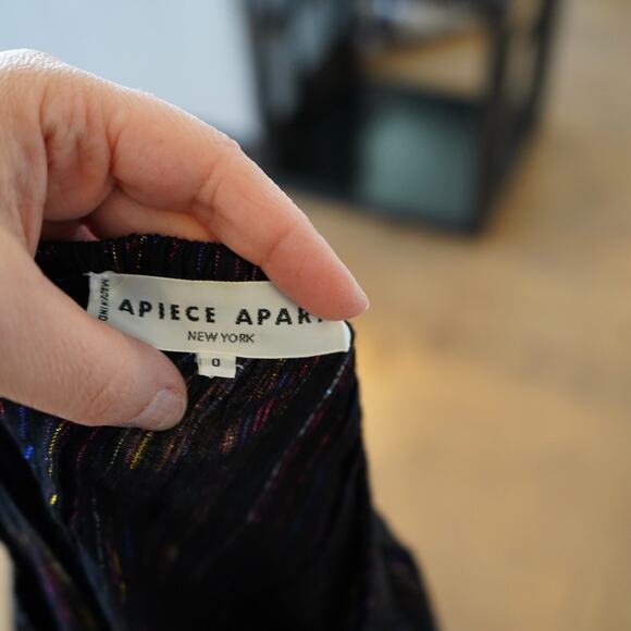 Apiece Apart Isla Blouse Womens Size 0 Rainbow Metallic Stripes Balloon Sleeve‎ - Picture 9 of 9